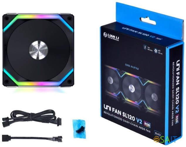 Вентилятор для корпуса Lian-Li Uni Fan SL120 V2 ARGB 120х120x28 черный 4-pin 29дБ (G99.12SLV21B.00) Ret