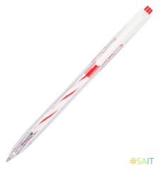 Ручка шариков. автоматическая Deli Arrow EQ24-RD прозрачный/белый d=0.7мм красн. черн.