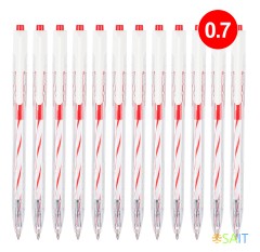 Ручка шариков. автоматическая Deli Arrow EQ24-RD прозрачный/белый d=0.7мм красн. черн.