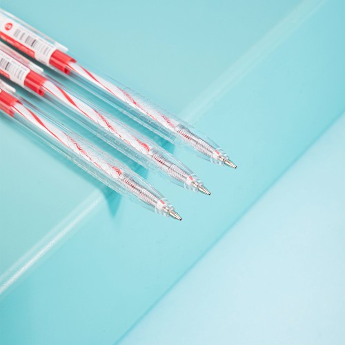 Ручка шариков. автоматическая Deli Arrow EQ24-RD прозрачный/белый d=0.7мм красн. черн.