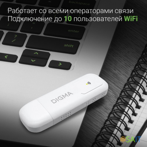 Модем 3G/4G Digma Dongle Wi-Fi DW1960 USB Wi-Fi Firewall +Router внешний белый