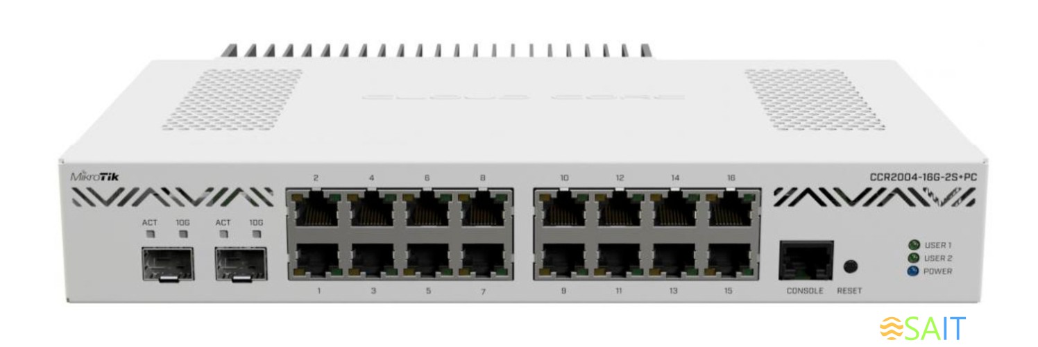 Маршрутизатор MikroTik CCR2004-16G-2S+PC 10/100/1000BASE-TX/SFP/SFP+ белый