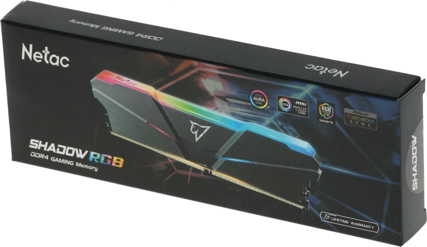 Память DDR4 16GB 3200MHz Netac NTSRD4P32SP-16E Shadow RGB RTL Gaming PC4-25600 CL16 DIMM 288-pin 1.35В single rank с радиатором Ret
