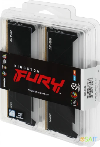 Память DDR4 4x8GB 3600MHz Kingston KF436C17BB2AK4/32 Fury Beast RGB RTL Gaming PC4-28800 CL17 DIMM 288-pin 1.35В kit single rank с радиатором Ret