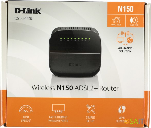 Роутер беспроводной D-Link DSL-2640U/R1A N150 ADSL черный