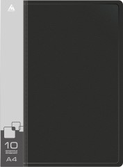 Папка с 10 прозр.вклад. Бюрократ -BPV10BLACK A4 пластик 0.6мм торц.карм с бум. встав черный