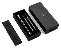 Ручка гелев. Deli S158 черный d=0.5мм черн. черн. подар.кор. стреловидный пиш. наконечник линия 0.35мм кругл. 3 ручки