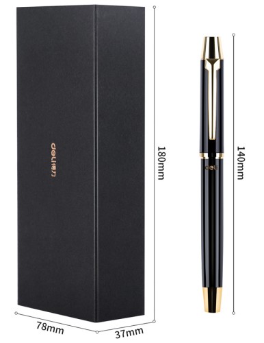 Ручка гелев. Deli S158 черный d=0.5мм черн. черн. подар.кор. стреловидный пиш. наконечник линия 0.35мм кругл. 3 ручки