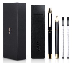 Ручка гелев. Deli S158 черный d=0.5мм черн. черн. подар.кор. стреловидный пиш. наконечник линия 0.35мм кругл. 3 ручки