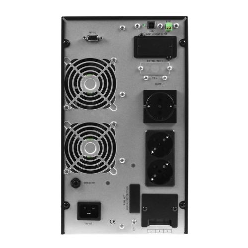ИБП POWERMAN Online 3000 plus, LCD, двойного преобразования, 3000ВА, 2700Вт, 2 евророзетки с резервным питанием, USB, RS232, слот SNMP, разъем EPO, внешний блок батарей (в комплект не входит), 191 х 460 х 337 мм., 11 кг. Powerman Online 3000 Plus