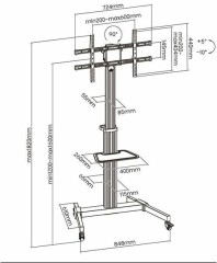 Подставка для телевизора Ultramounts UM307W белый 37"-86" макс.50кг напольный мобильный