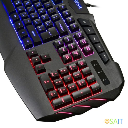 Клавиатура Оклик 777G PSYCHO черный USB Multimedia for gamer LED (подставка для запястий)