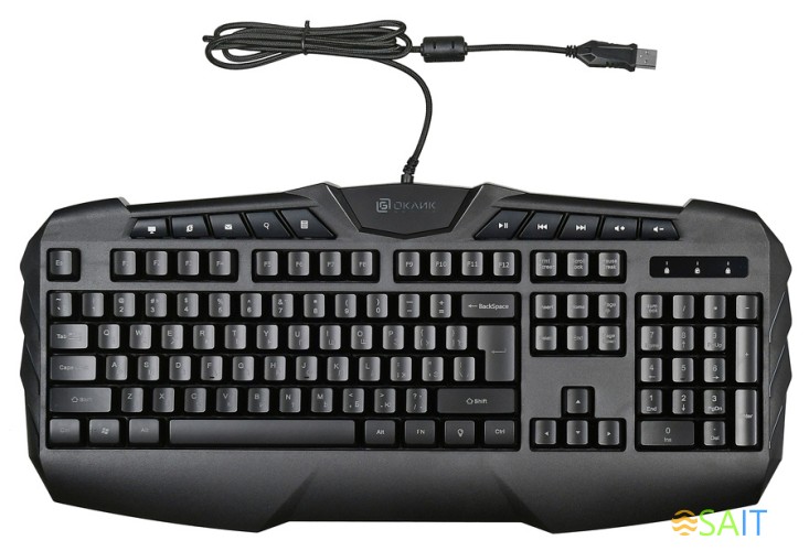 Клавиатура Оклик 777G PSYCHO черный USB Multimedia for gamer LED (подставка для запястий)