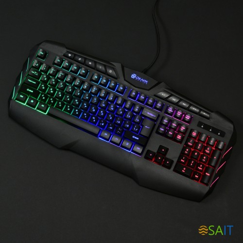 Клавиатура Оклик 777G PSYCHO черный USB Multimedia for gamer LED (подставка для запястий)