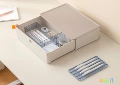 Короб для хранения Deli XDM31green 1 выдвижной ящик 250x220x125мм зеленый пластик