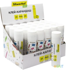 Клей-карандаш Silwerhof Eco 21гр ПВА дисплей картонный