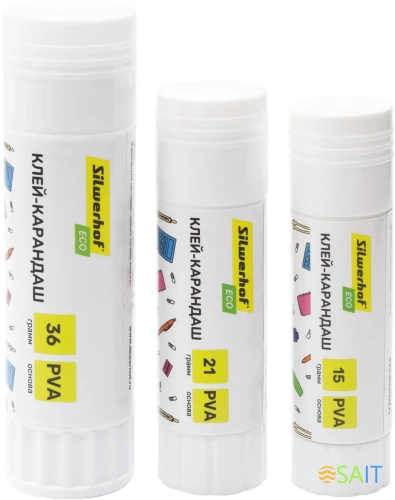 Клей-карандаш Silwerhof Eco 21гр ПВА дисплей картонный