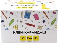 Клей-карандаш Silwerhof Eco 21гр ПВА дисплей картонный