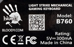 Клавиатура A4Tech B760 механическая серый USB Multimedia for gamer LED (B760 GREY (BLACK SWITCH)) кабель 1.8м