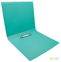 Папка на 2-х кольцах Бюрократ Pastel PAST0812/2RGRN A4 пластик 0.5мм кор.27мм торц.карм с бум. встав мятный