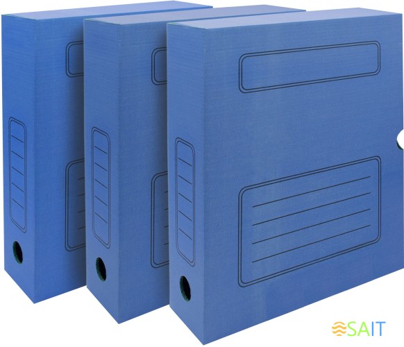 Короб архивный Silwerhof микрогофрокартон корешок 75мм A4 синий (упак.:3шт)