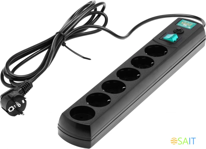 Сетевой фильтр Most RG 3м (6 розеток) черный (коробка)