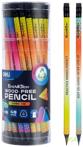 Карандаш ч/г Deli EC050-HB 2.2мм HB трехгран. ассорти ластик