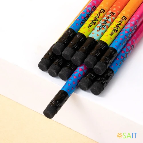 Карандаш ч/г Deli EC050-HB 2.2мм HB трехгран. ассорти ластик