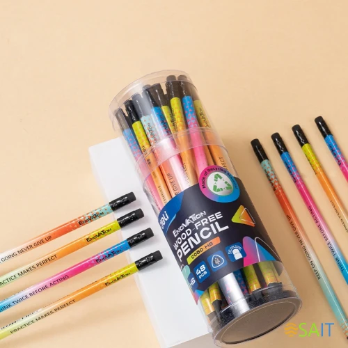 Карандаш ч/г Deli EC050-HB 2.2мм HB трехгран. ассорти ластик