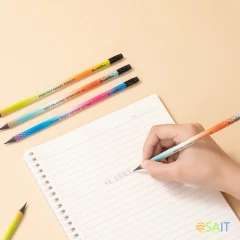 Карандаш ч/г Deli EC050-HB 2.2мм HB трехгран. ассорти ластик