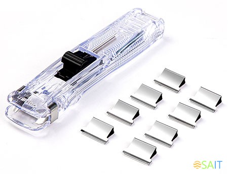 Клиппер-пистолет Deli 8591A/White зажимы 16мм 8шт белый пластик