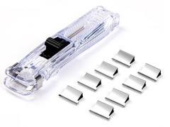 Клиппер-пистолет Deli 8591A/White зажимы 16мм 8шт белый пластик