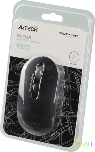 Мышь A4Tech Fstyler FG20 серый оптическая 2000dpi беспров. USB для ноутбука 4but (FG20 GREY)