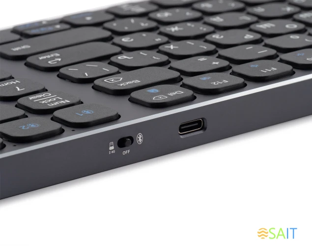 Клавиатура Оклик K767W серый/черный USB беспроводная BT/Radio slim Multimedia (2002135)