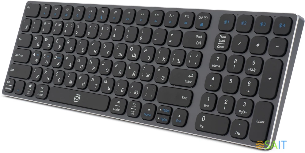 Клавиатура Оклик K767W серый/черный USB беспроводная BT/Radio slim Multimedia (2002135)