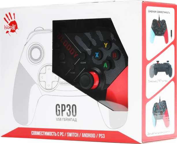 Геймпад A4Tech Bloody GP30 Sports черный/синий USB виброотдача обратная связь (GP30 SPORTS BLUE)