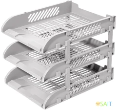 Лоток горизонтальный Deli E9213 GREY сборный для бумаг 325x241x155мм серый пластик (упак.:3шт) пластиковый пакет