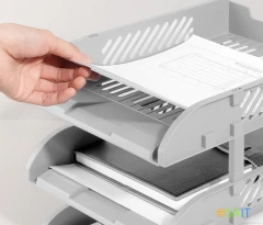 Лоток горизонтальный Deli E9213 GREY сборный для бумаг 325x241x155мм серый пластик (упак.:3шт) пластиковый пакет