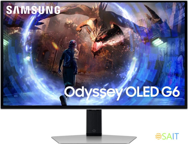 Монитор Samsung 27" Odyssey G6 S27DG600SIXCI черный OLED LED 1ms 16:9 HDMI матовая HAS Piv 250cd 178гр/178гр 2560x1440 360Hz FreeSync Premium Pro DP Quad 2K (1440p) USB 6.9кг