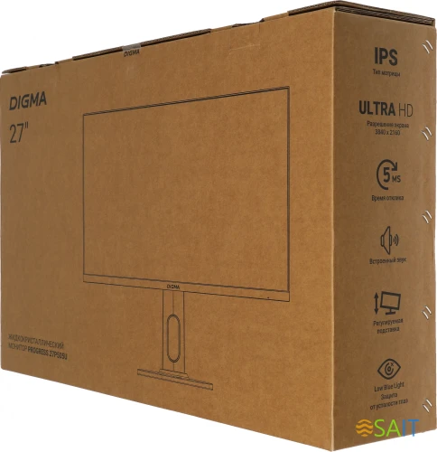 Монитор Digma 27" Progress 27P505U черный IPS LED 16:9 HDMI M/M матовая HAS Piv 350cd 178гр/178гр 3840x2160 60Hz FreeSync DP 4K 6.05кг