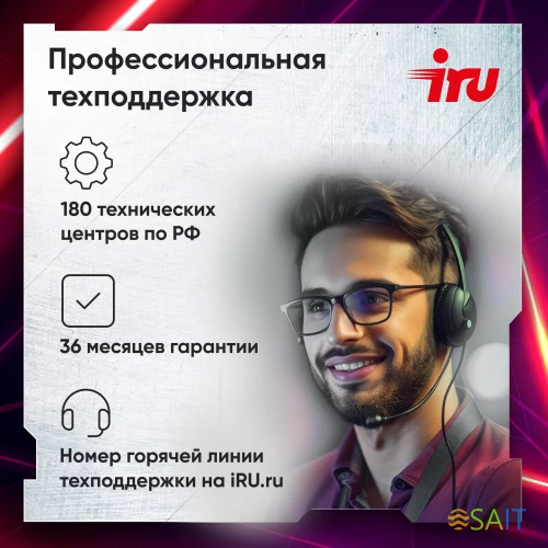 ПК IRU Game 510H6SEA MT i5 13400F (2.5) 32Gb SSD512Gb RTX4060 8Gb FreeDOS GbitEth 500W черный (RUS) (2074695)