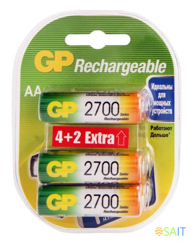 Аккумулятор GP 2700AAHC4/2 AA NiMH 2700mAh (6шт) блистер