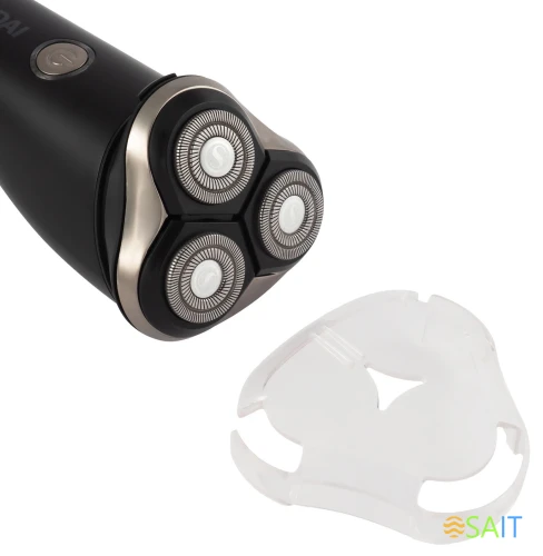 Бритва роторная Hyundai H-SH8090 реж.эл.:3 питан.:аккум. черный/золотистый