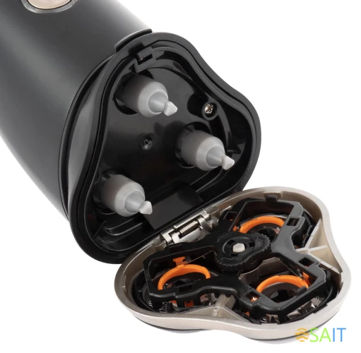 Бритва роторная Hyundai H-SH8090 реж.эл.:3 питан.:аккум. черный/золотистый