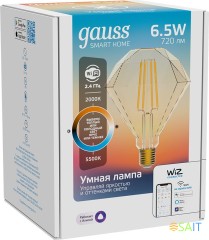 Умная лампа Gauss IoT Smart Home E27 6.5Вт 720lm Wi-Fi (упак.:1шт) (1370112)