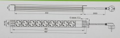 Блок распределения питания ITK PH12-8D1-P гор.размещ. 8xSchuko базовые 16A Schuko 2м