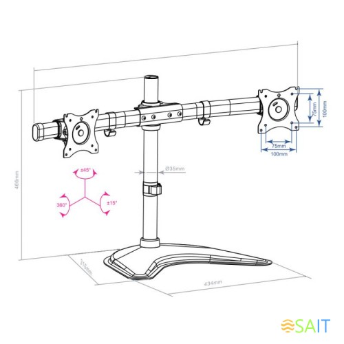 Кронштейн для мониторов Arm Media LCD-T52 черный 15"-32" макс.20кг настольный поворот и наклон верт.перемещ.