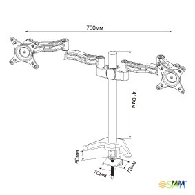 Кронштейн для мониторов Cactus CS-VM-D08-AL серебристый 13"-27" макс.8кг настольный поворот и наклон