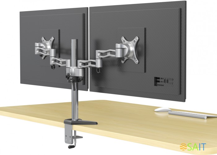 Кронштейн для мониторов Cactus CS-VM-D08-AL серебристый 13"-27" макс.8кг настольный поворот и наклон