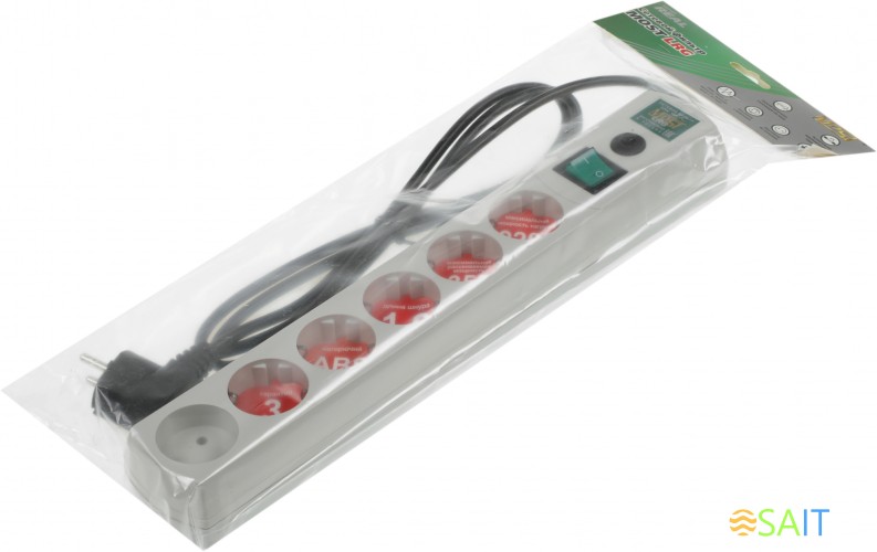 Сетевой фильтр Most LRG 1.6м (6 розеток) белый (пакет ПЭ)